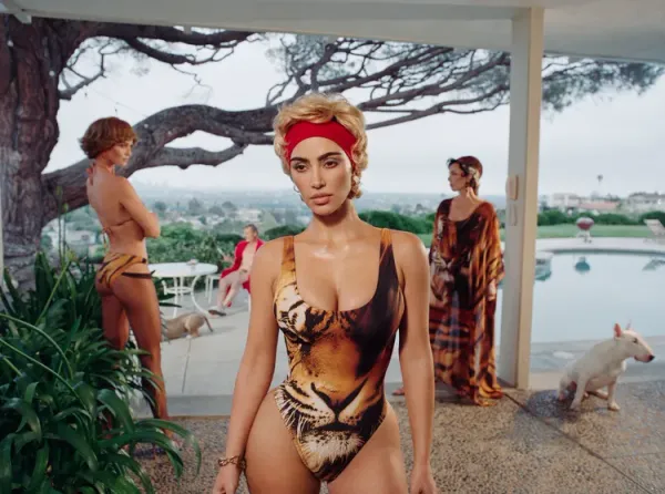 Kim Kardashian Rocks a Curly Blonde Bob in New Skims Campaign